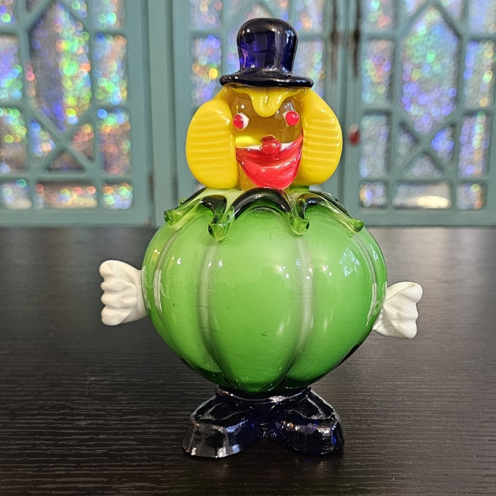 Collectible Murano Vegetable Colorful Glass Clown Figurine Large